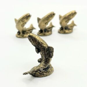 Vintage Metzke pewter & gold plated miniature trout fish Charm/figurine